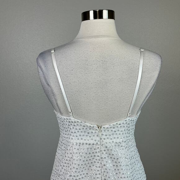 Aidan Mattox Sequined Sleeveless Column Evening Gown White Size 4 Formal Dress - Picture 9 of 13